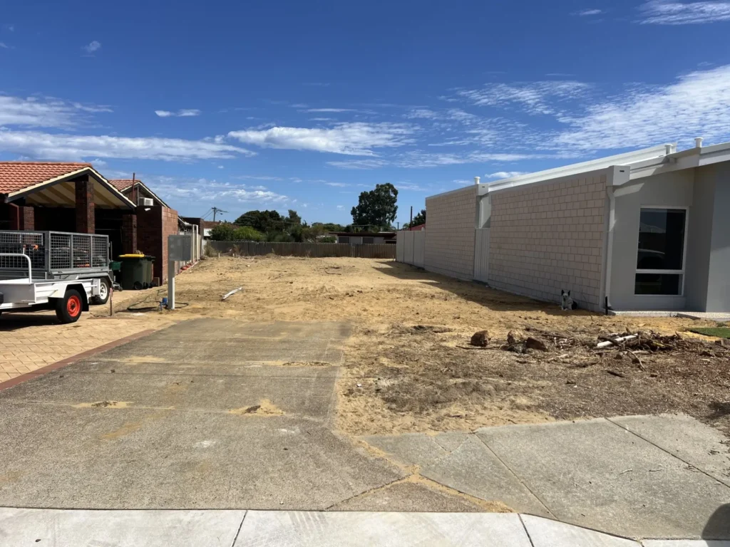 Cleared rear lot on a Warwick subdivision ready for construction to begin