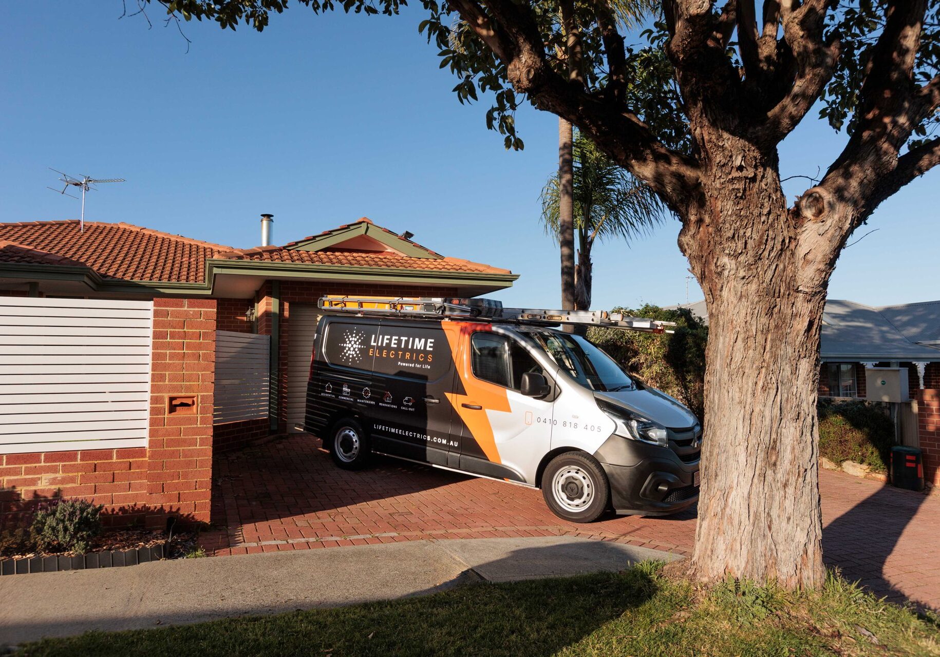 Lifetime Electrics van parked at a Perth home for an electrical call out
